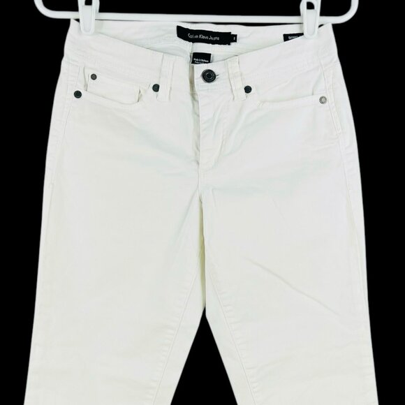 Calvin Klein Jeans Women's White Skinny Crop Jeans Size 2 Stretch Low Rise - Picture 3 of 12